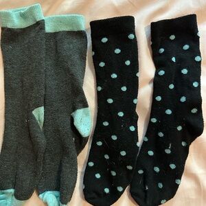 Set of Polka Dot & Plain Mint Green Socks